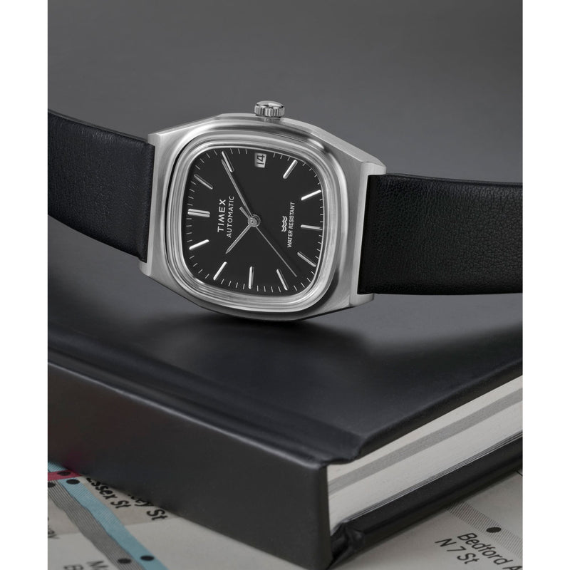 Timex Q Rectangle 21mm Black Dial Mechanical Automatic Men Watch - TW2Y07500UJ Watch Timex