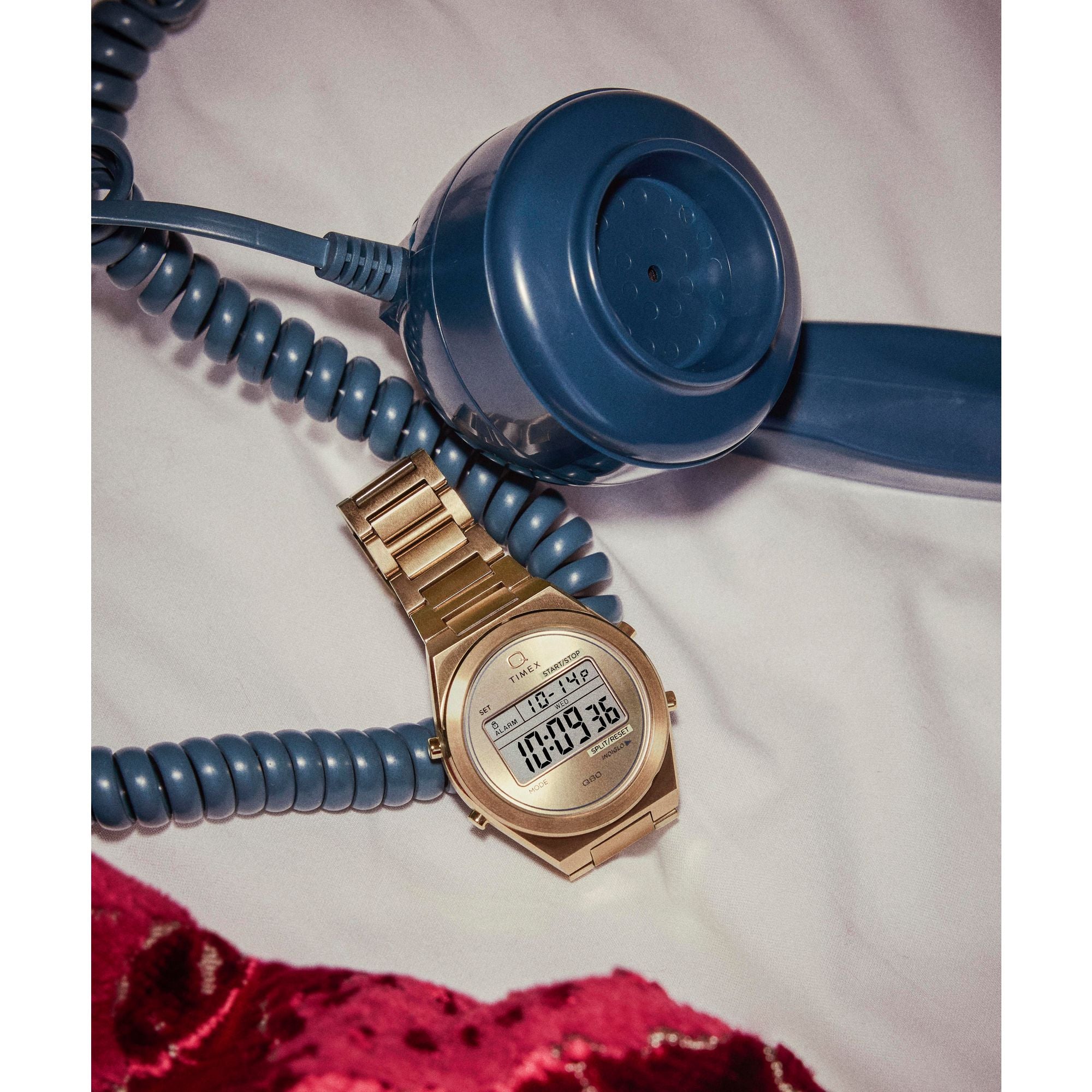 Q Timex Grey Round Dial Quartz Digital Men Watch