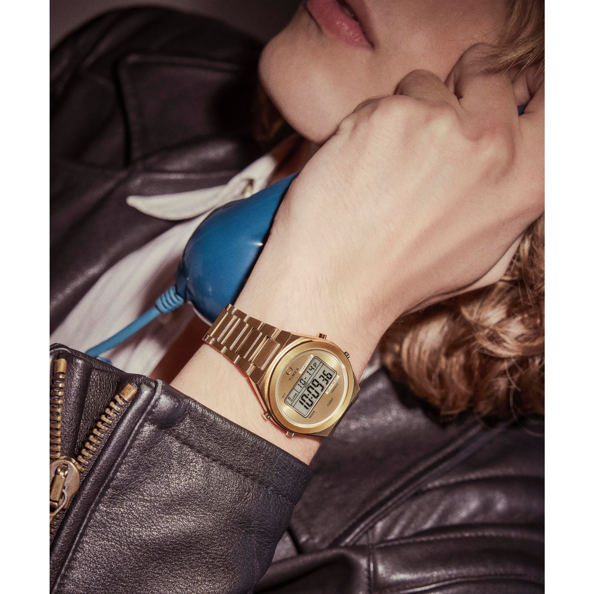 Q Timex Grey Round Dial Quartz Digital Men Watch