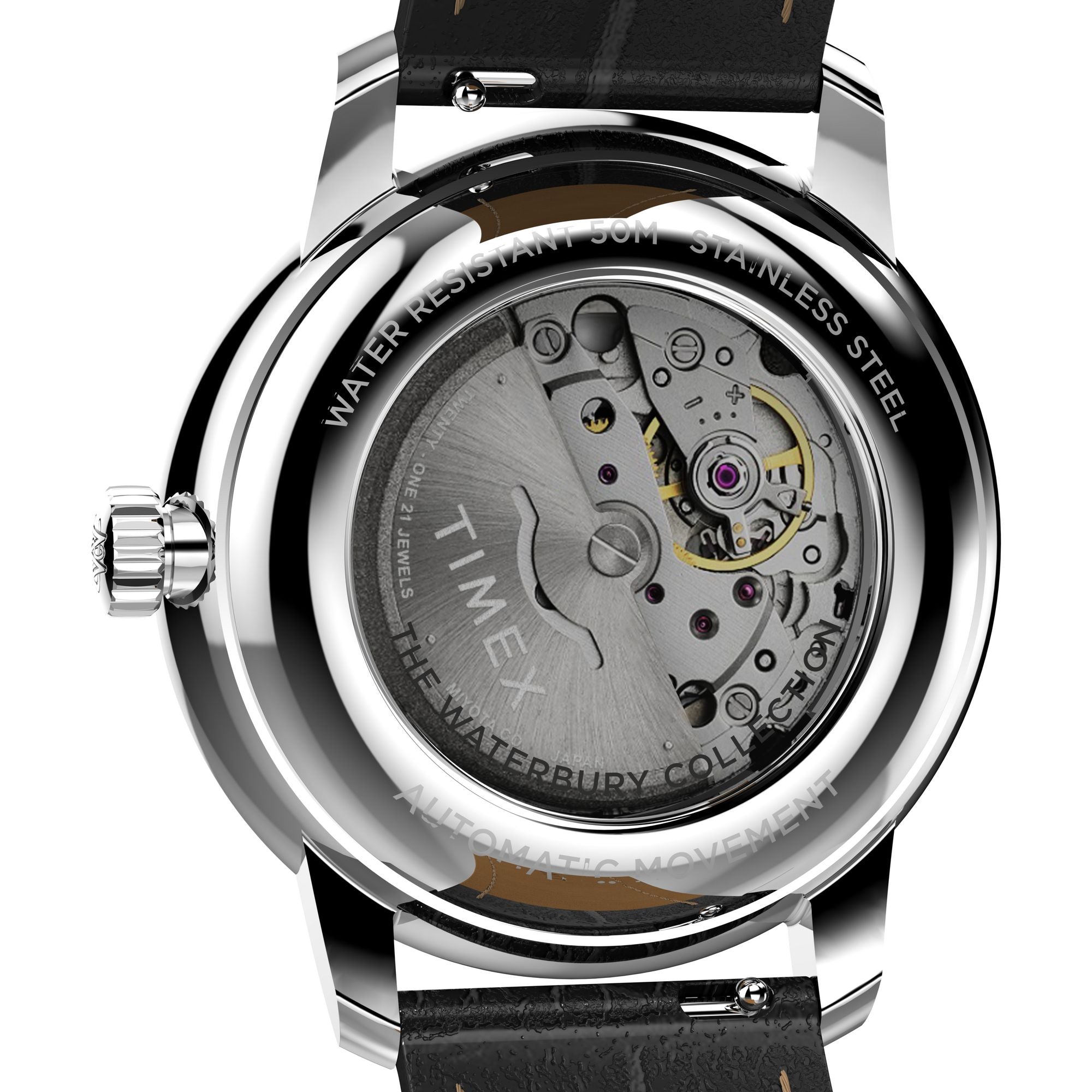 Timex Waterbury Leather Black Round Dial Mechanical Automatic Mechanical Men Watch