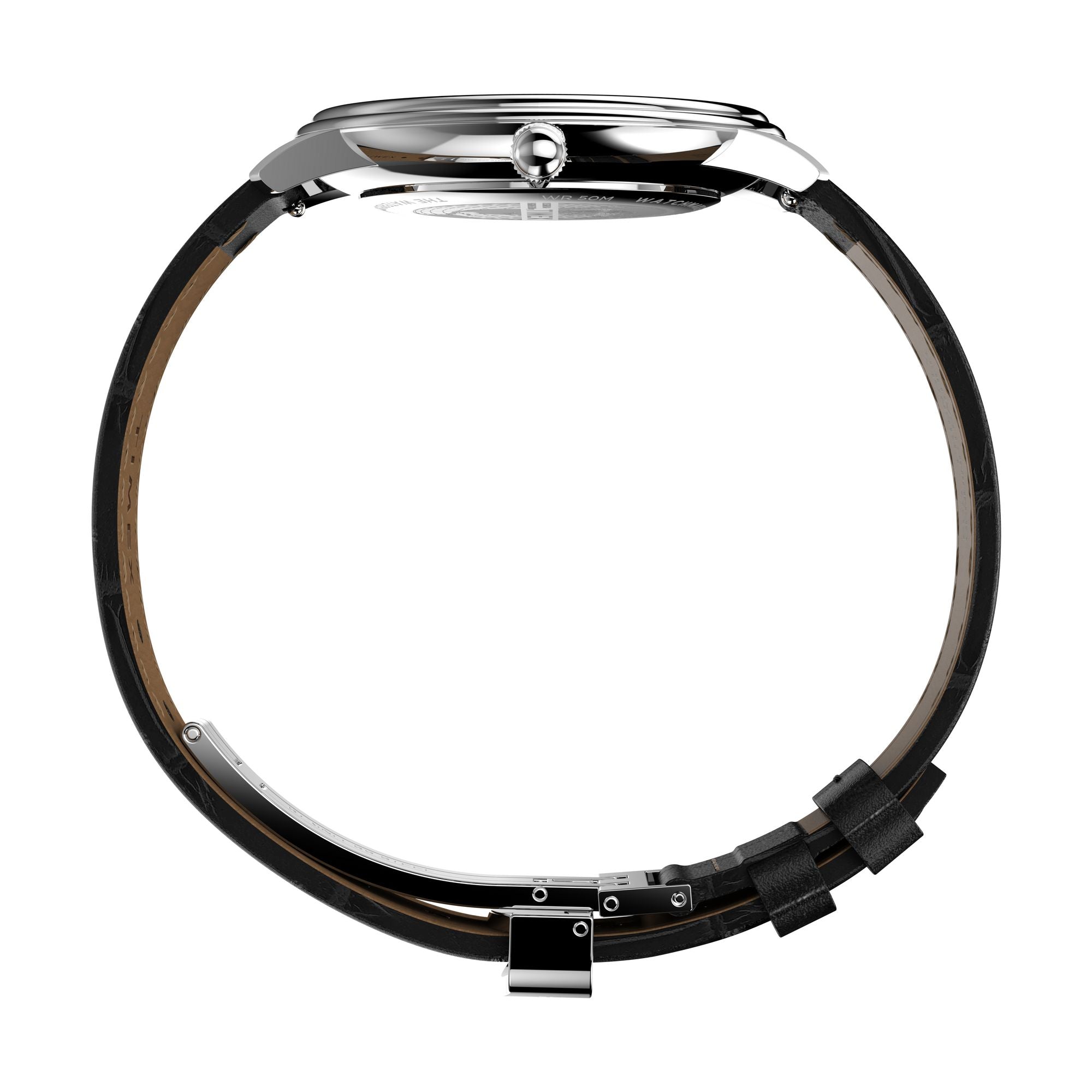 Timex Waterbury Leather Black Round Dial Quartz Analog Men Watch