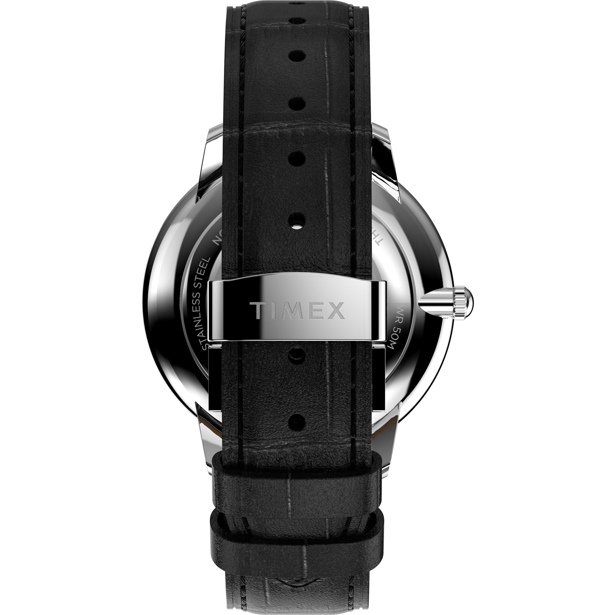 Timex Waterbury Leather Black Round Dial Quartz Analog Men Watch