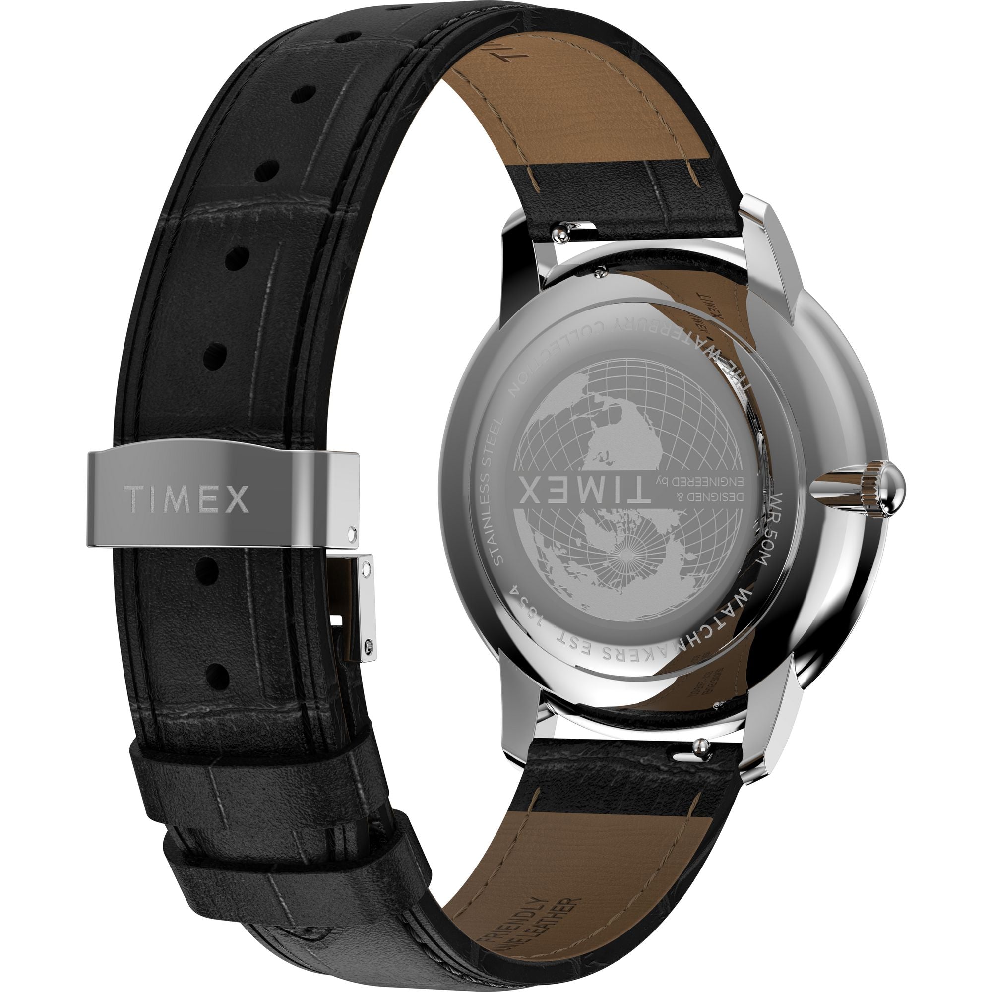 Timex Waterbury Leather Black Round Dial Quartz Analog Men Watch