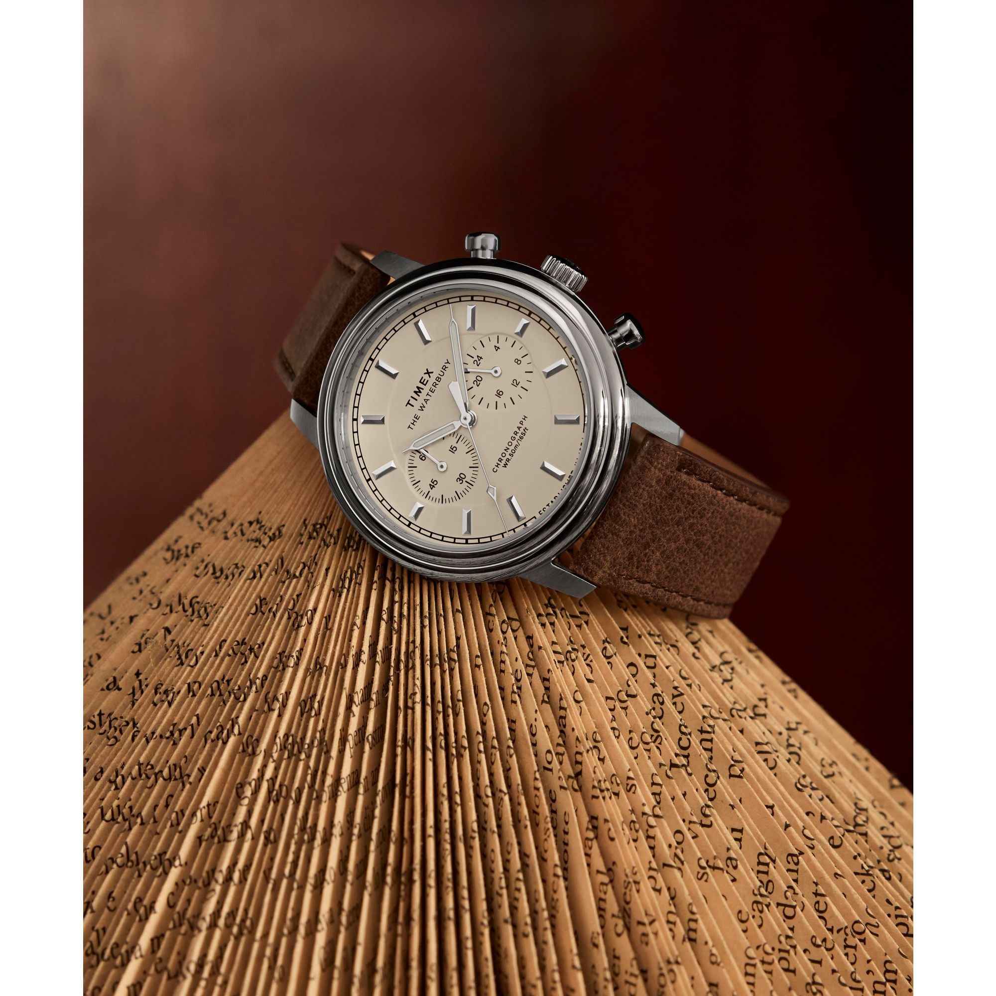 Timex Waterbury Leather Beige Round Dial Quartz Analog Men Watch