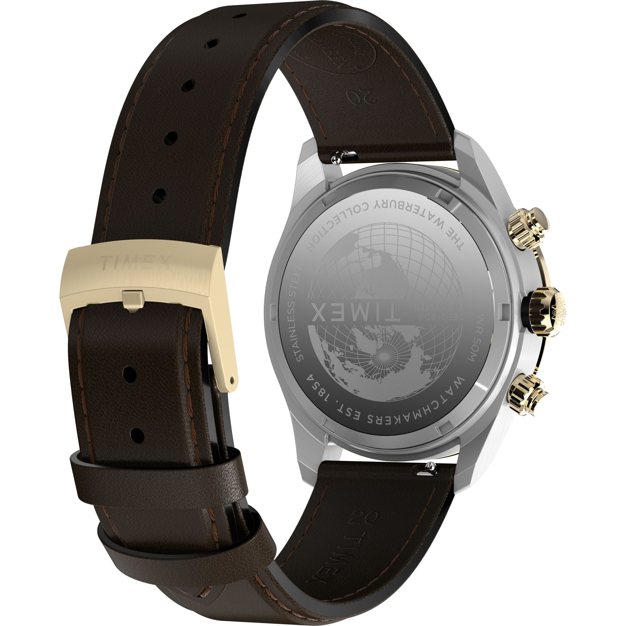 Timex Waterbury Leather Black Round Dial Quartz Analog Men Watch