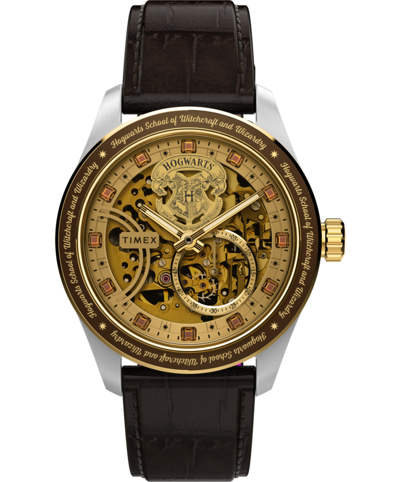 Harry Potter x Timex Waterbury Skeleton Automatic 39mm Leather Strap Watch Watch Timex