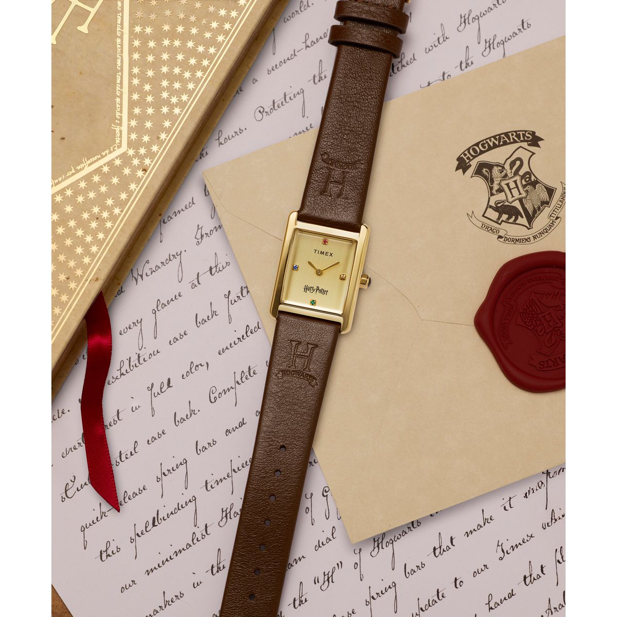 Harry Potter x Timex Hailey Hogwarts 24mm Leather Strap Watch