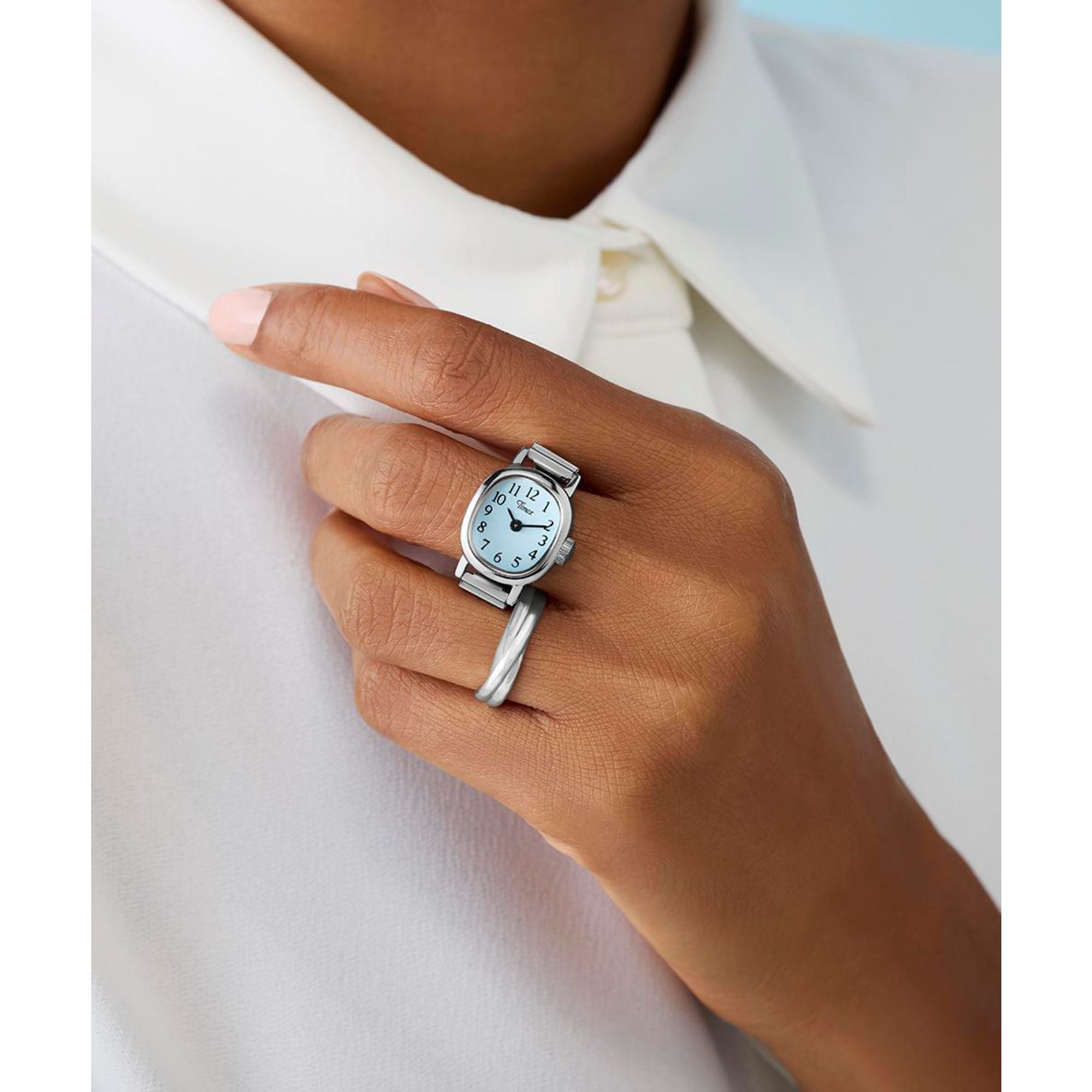 Timex Cavatina Square 7mm Blue Dial Analog Women Ring Watch - TW2Y77200UJ Watch Timex