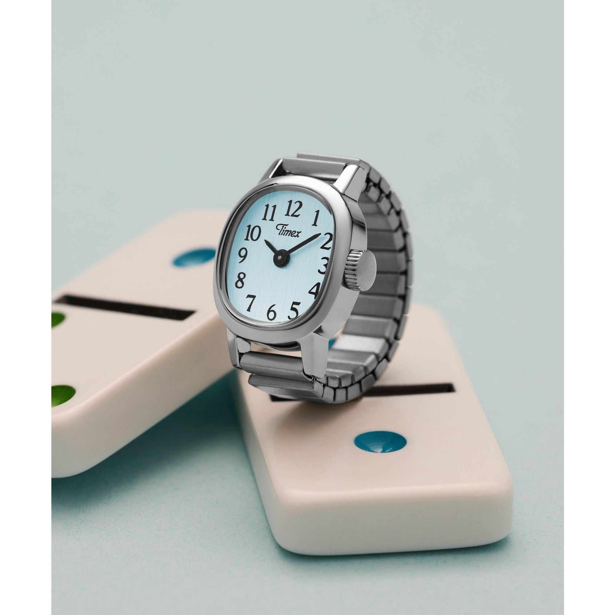 Timex Cavatina Square 7mm Blue Dial Analog Women Ring Watch - TW2Y77200UJ