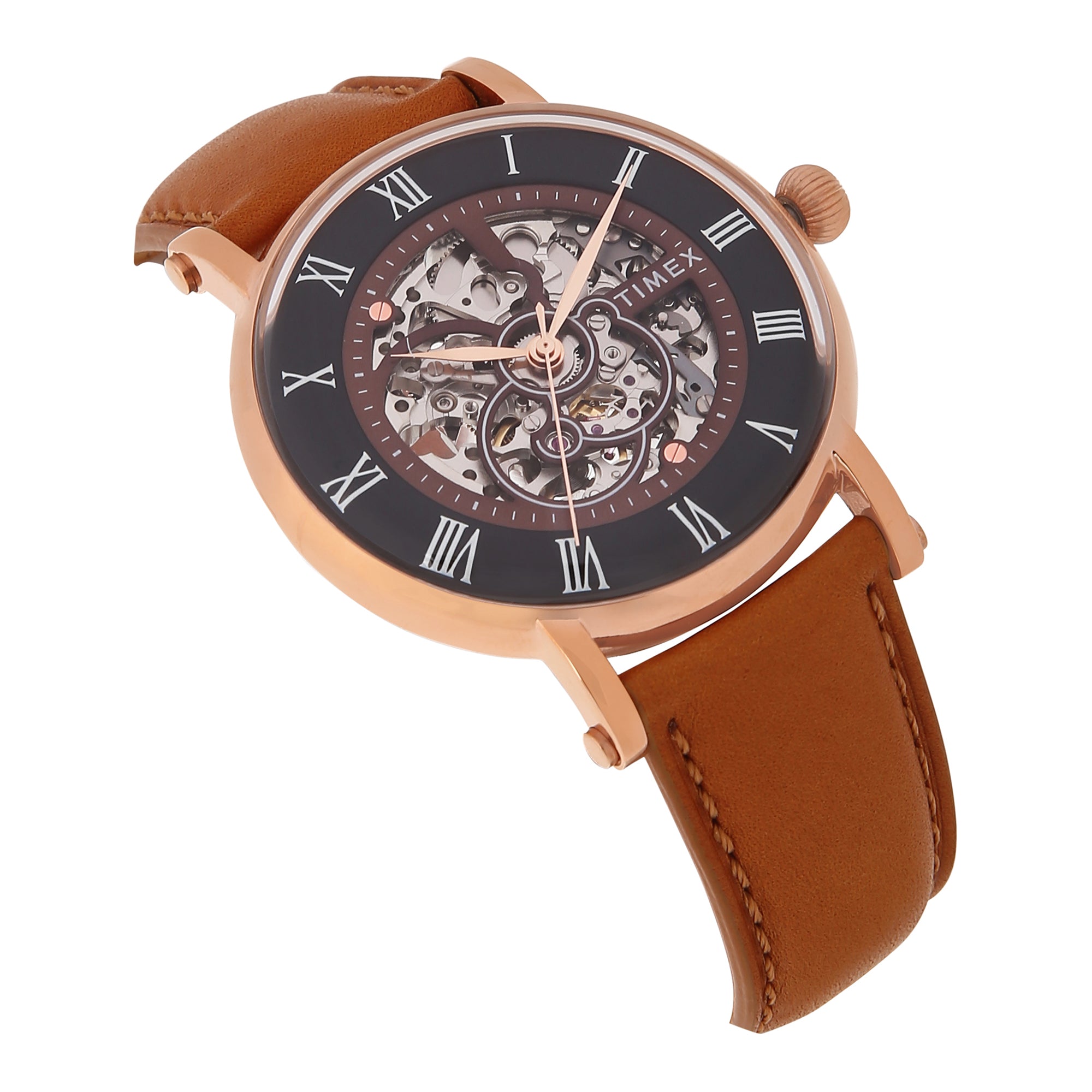 Timex E Class Leather Black Round Dial Quartz Analog Men Watch