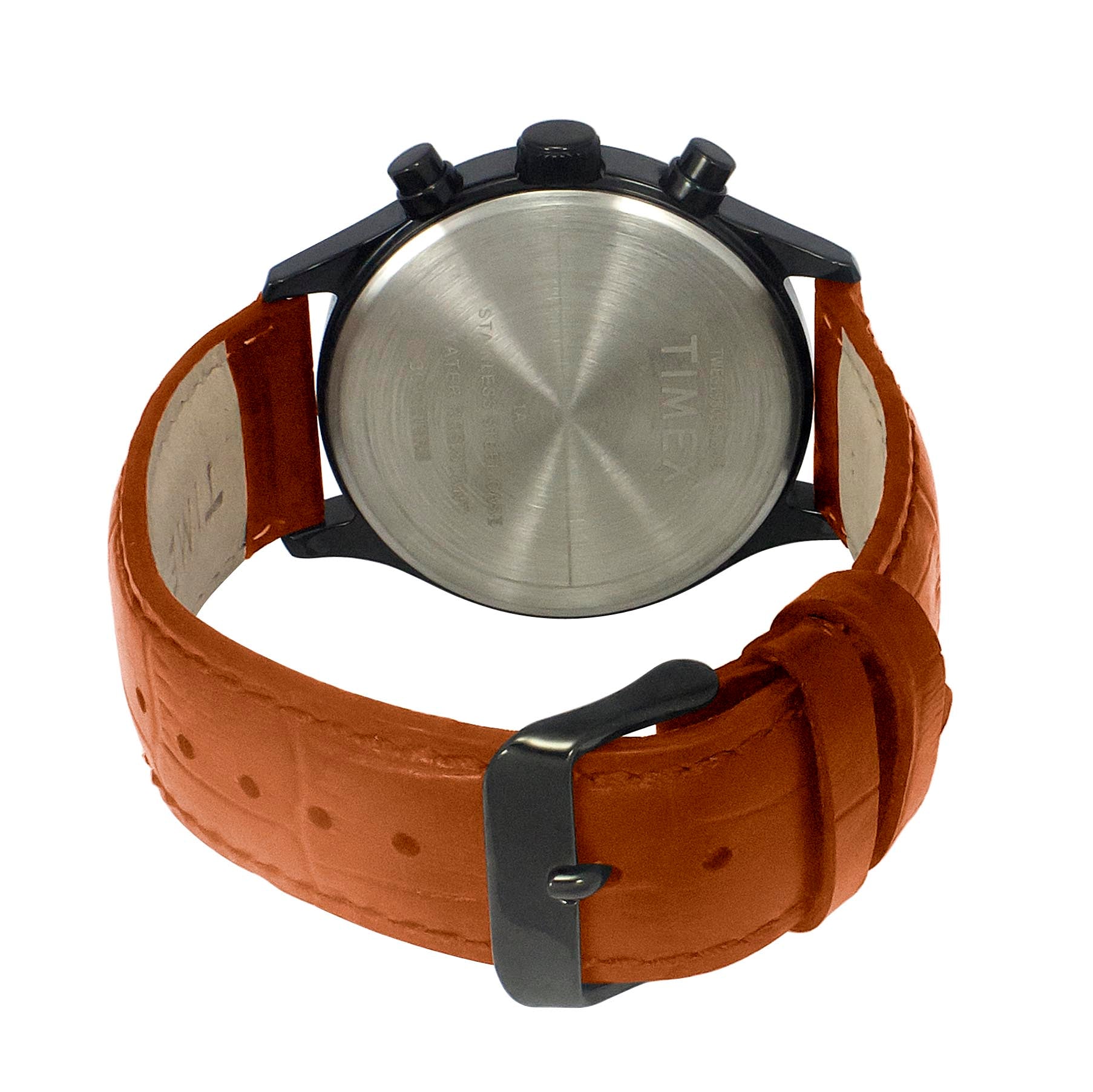 Timex Leather Black Round Dial Quartz Analog Men Watch