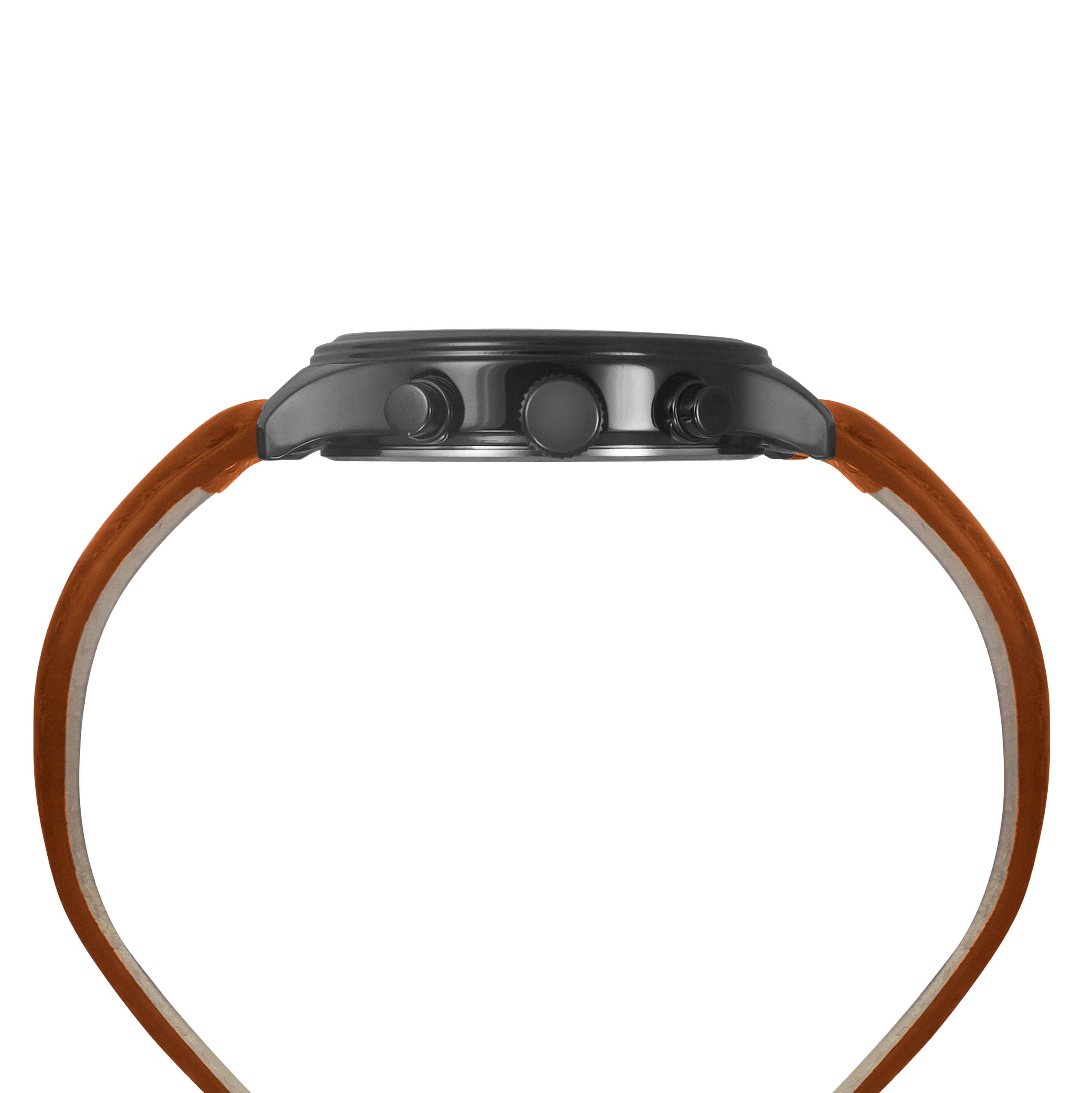 Timex Leather Black Round Dial Quartz Analog Men Watch