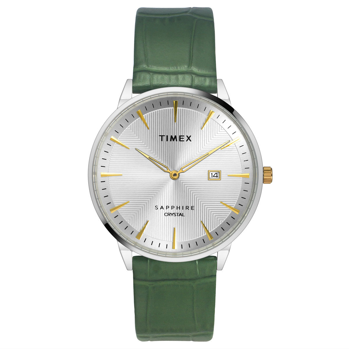 Timex Fashion Leather Silver Round Dial Quartz Analog Men Watch