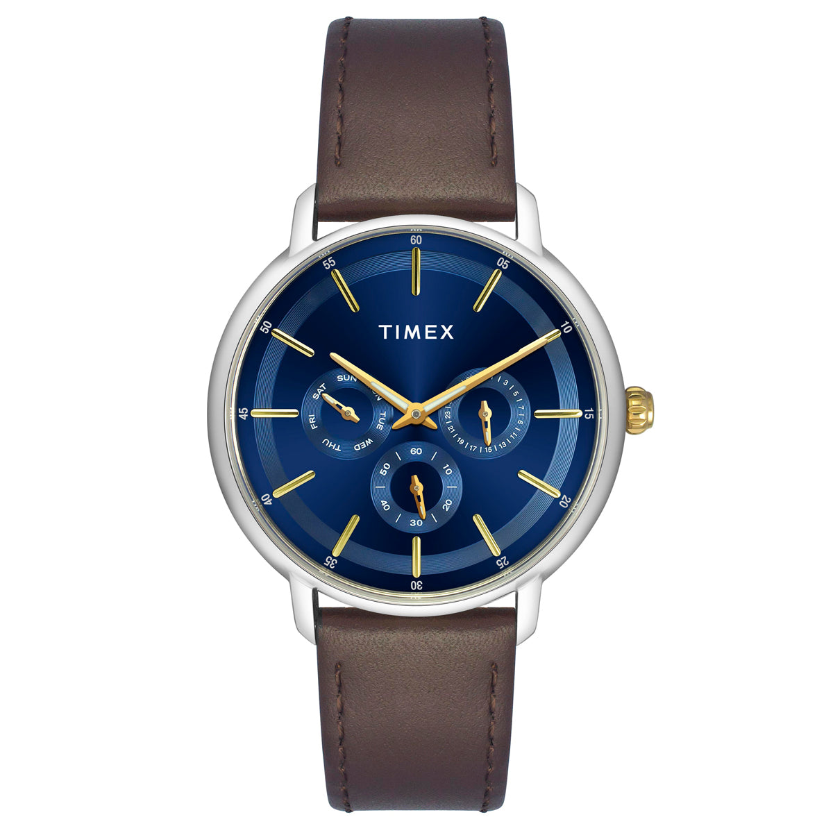 Timex Fashion Leather Blue Round Dial Quartz Analog Men Watch TWEG22001  At JUST WATCHES