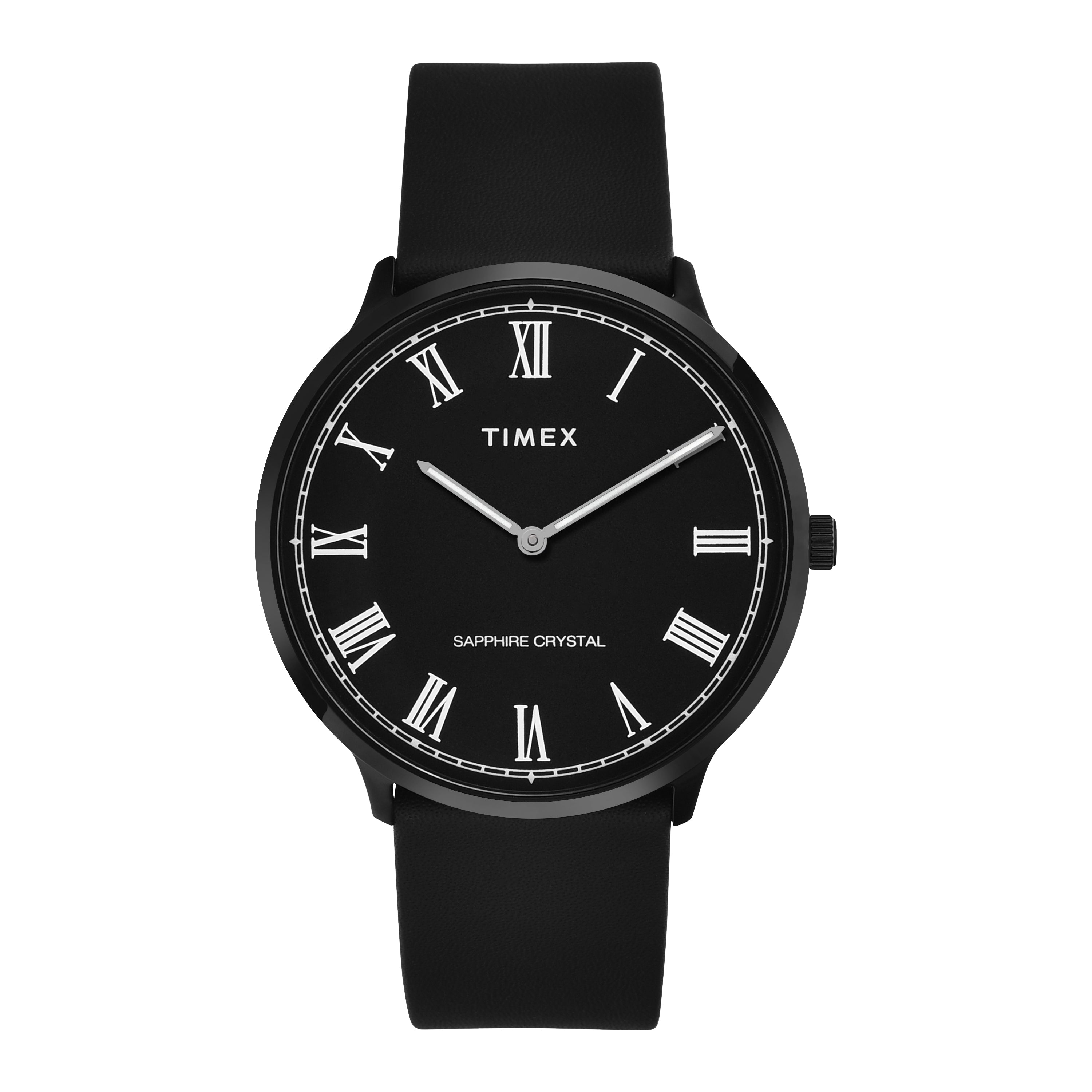 Timex Fashion Leather Black Round Dial Quartz Analog Men Watch