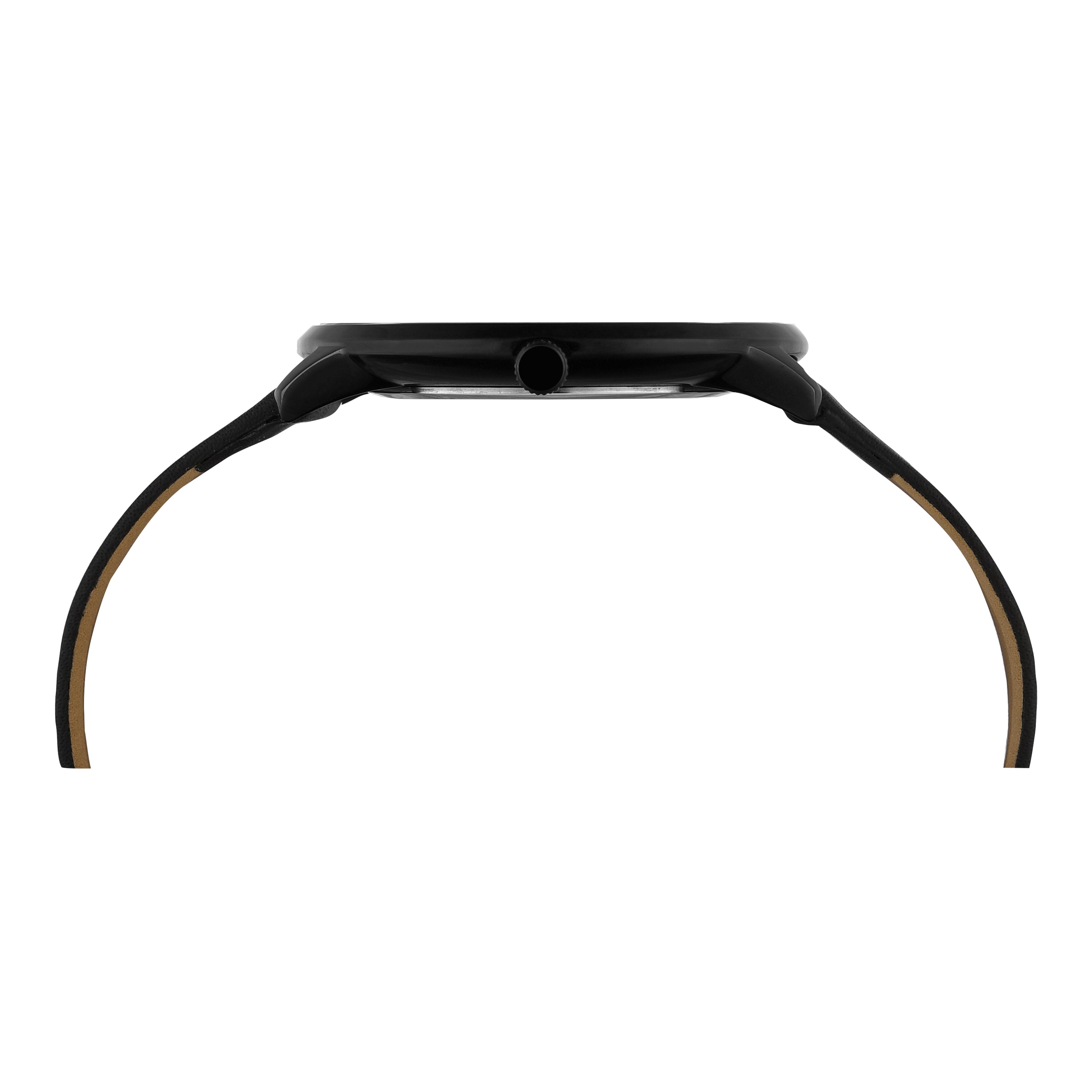 Timex Fashion Leather Black Round Dial Quartz Analog Men Watch