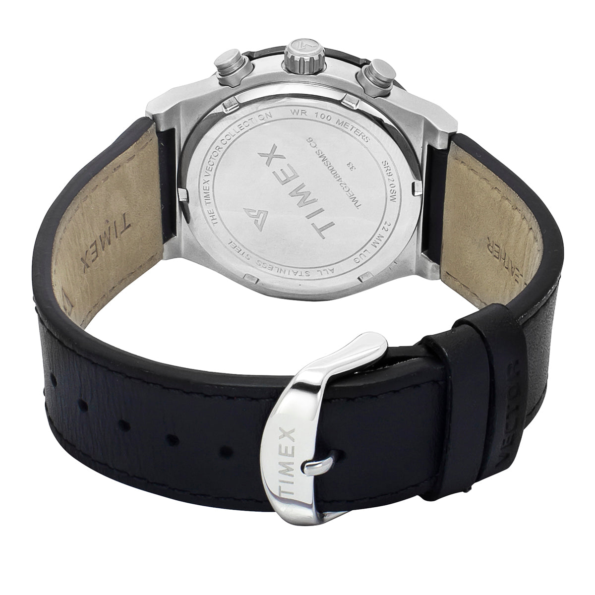 Timex Leather Black Round Dial Quartz Analog Men Watch