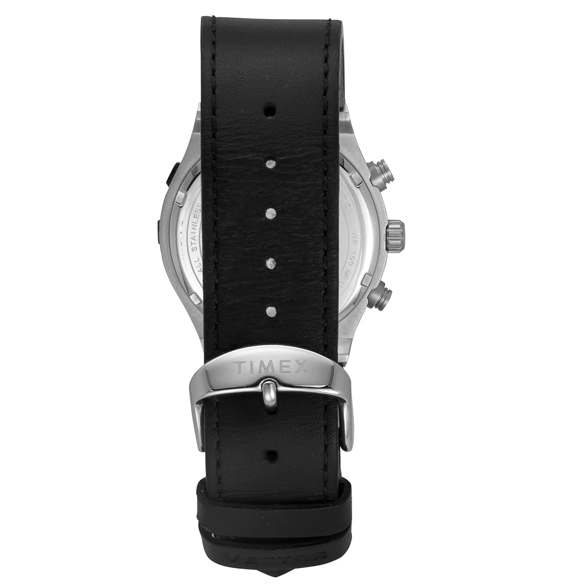 Timex Leather Black Round Dial Quartz Analog Men Watch