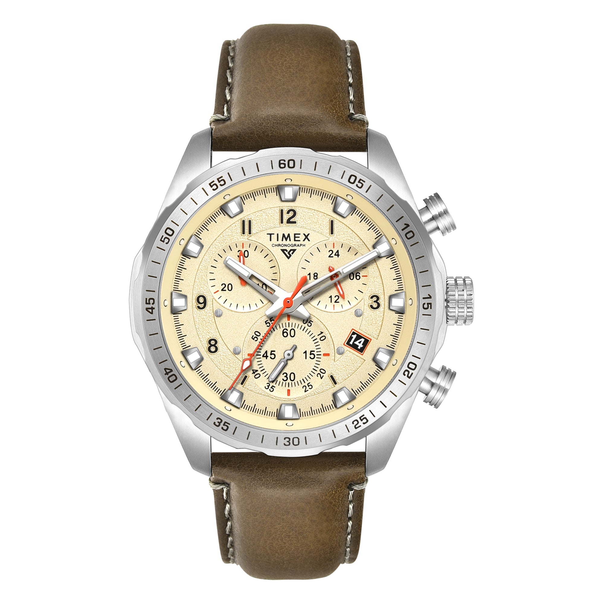 Timex Vector Leather Beige Round Dial Quartz Analog Men Watch TWEG26000  At JUST WATCHES