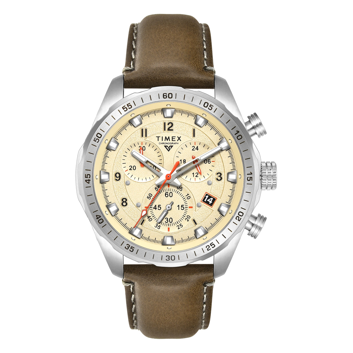 Timex Vector Leather Beige Round Dial Quartz Analog Men Watch