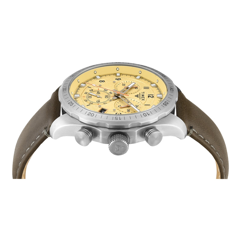 Timex Vector Leather Beige Round Dial Quartz Analog Men Watch Watch Timex