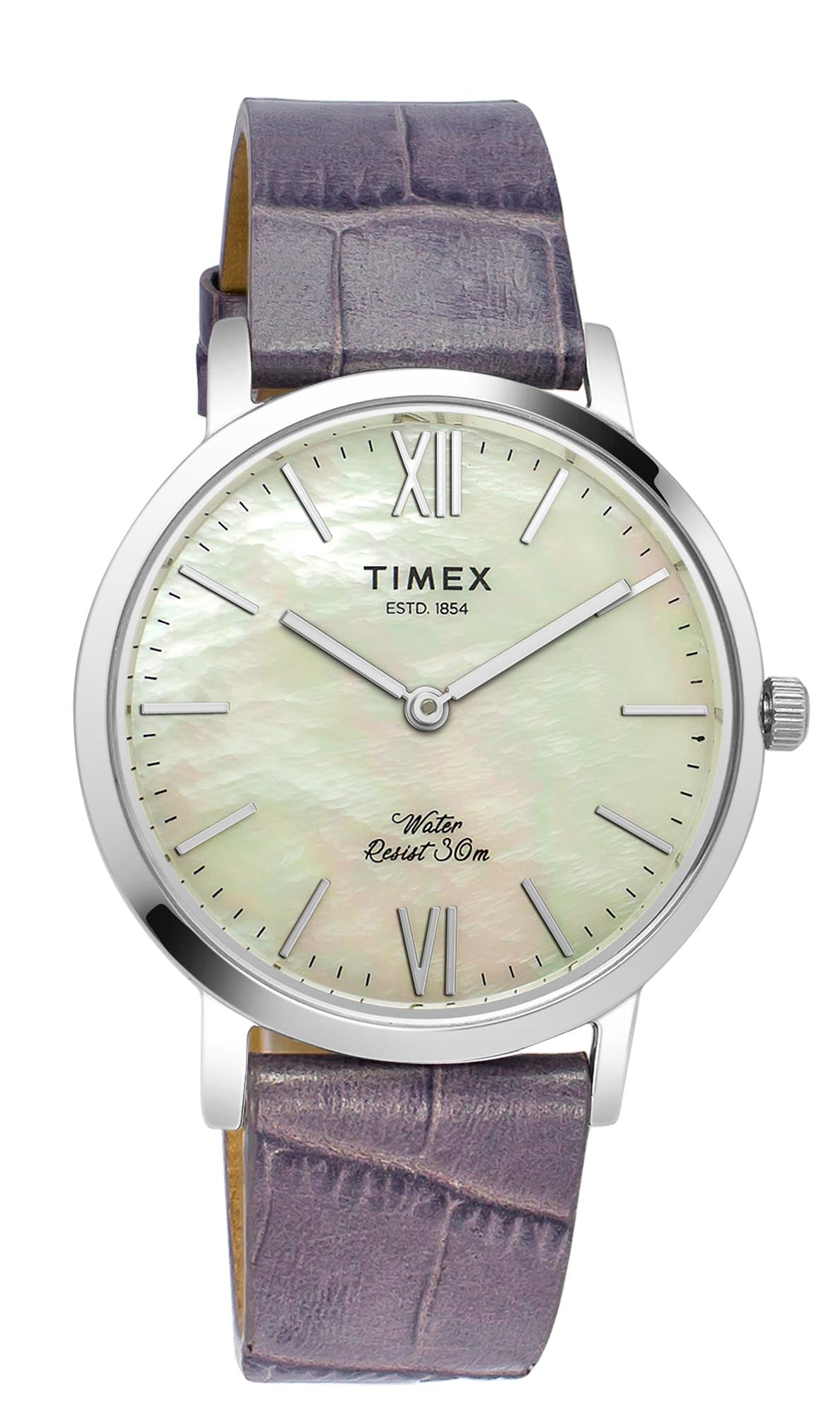 Timex Leather White Round Dial Quartz Analog Women Watch