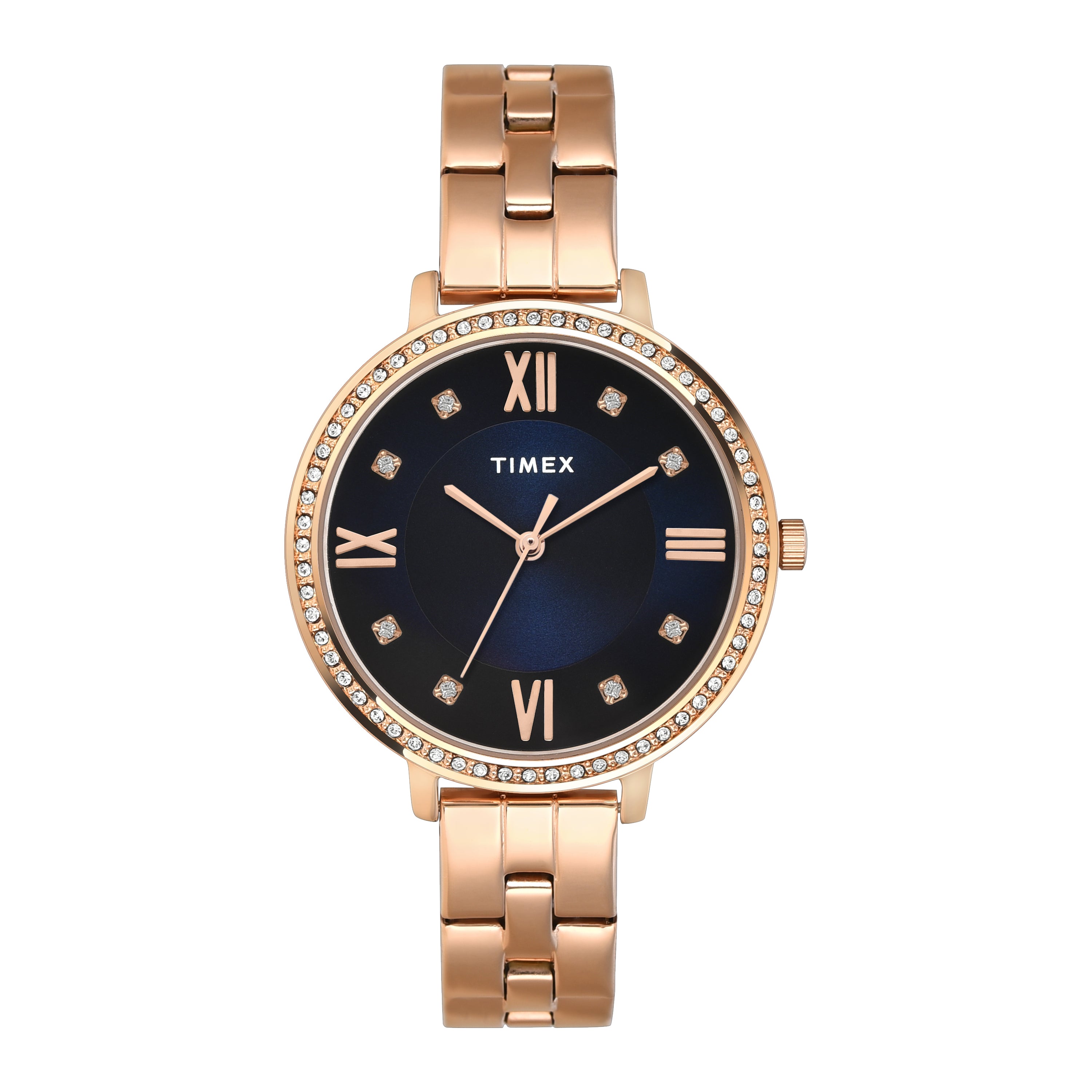 Timex Fashion Blue Round Dial Quartz Analog Women Watch Watch Timex