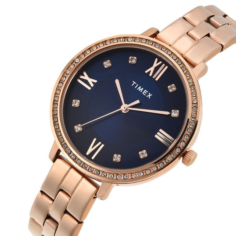 Timex Round 21mm Blue Dial Analog Women Watch - TWEL14709 Watch Timex