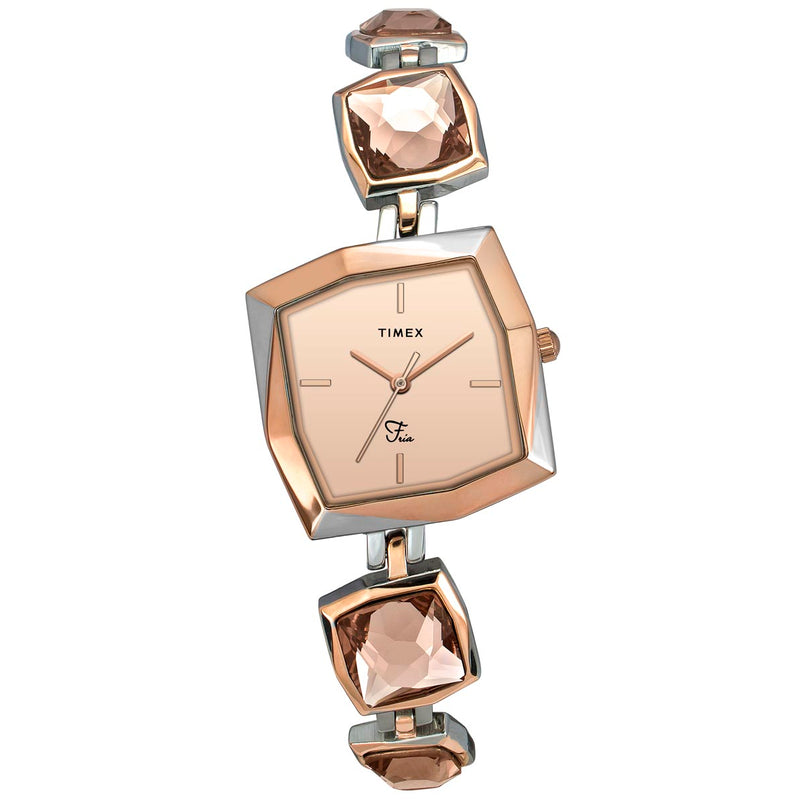 Timex Fria Square 33mm Rose Gold Dial Analog Women Watch - TWEL16101 Watch Timex