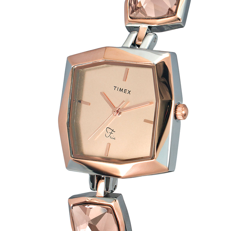 Timex Fria Square 33mm Rose Gold Dial Analog Women Watch - TWEL16101 Watch Timex