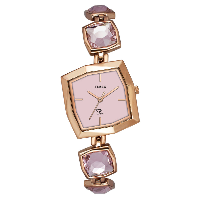 Timex Fria Square 21mm Pink Dial Analog Women Watch - TWEL16103 Watch Timex