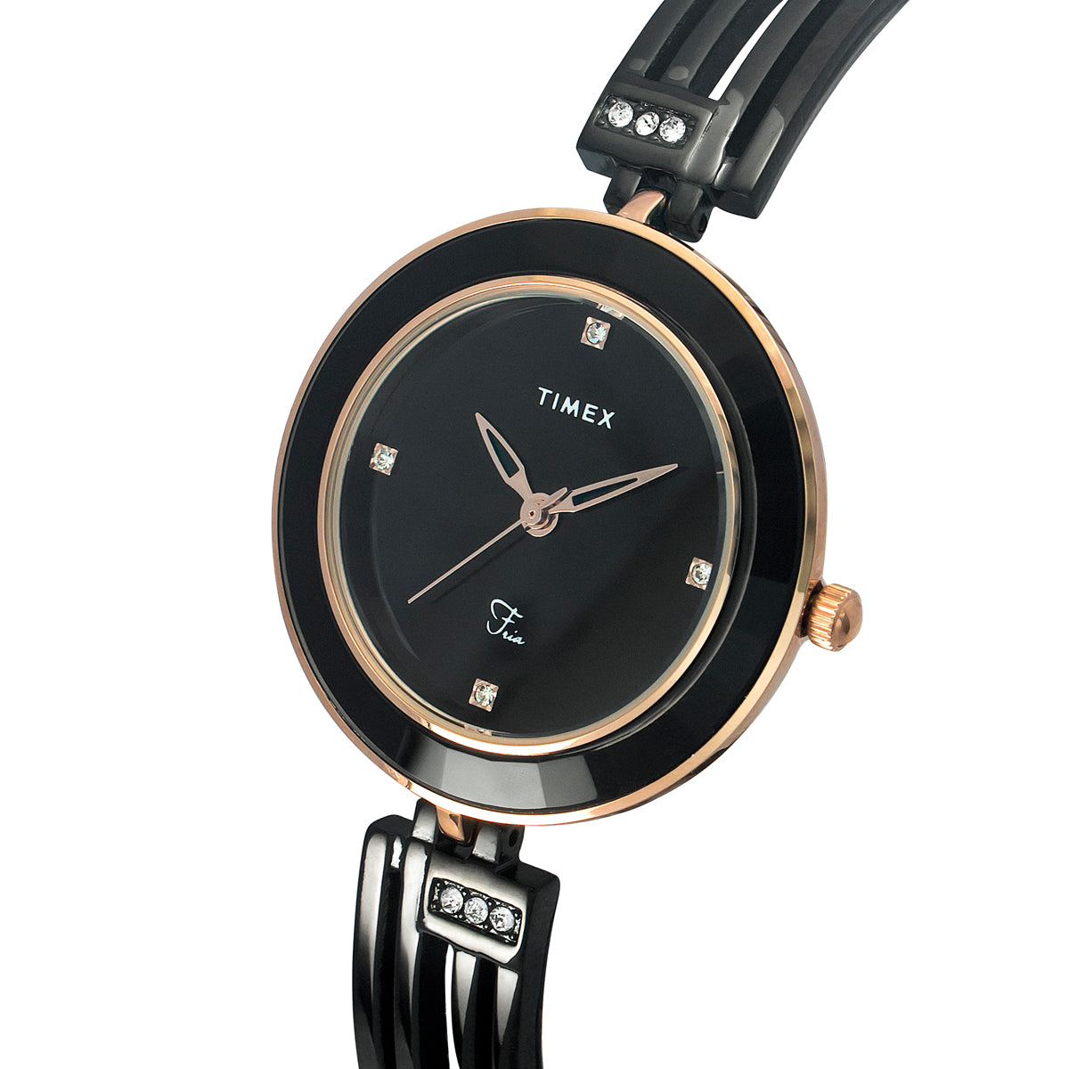 Timex Frial Black Round Dial Quartz Analog Women Watch