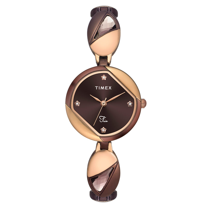 Timex Fria Round 21mm Brown Dial Analog Women Watch - TWEL16303 Watch Timex