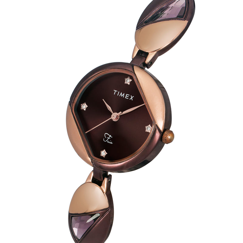 Timex Fria Round 21mm Brown Dial Analog Women Watch - TWEL16303 Watch Timex