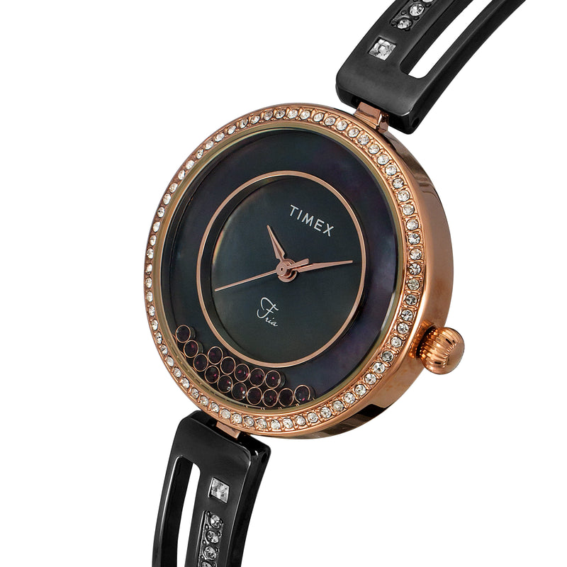 Timex Fria Round 21mm Black Dial Analog Women Watch - TWEL16500 Watch Timex