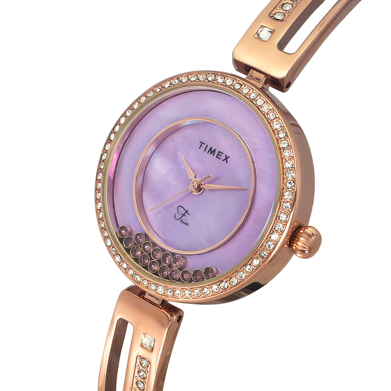 Timex Fria Round 21mm Purple Dial Analog Women Watch - TWEL16502 Watch Timex
