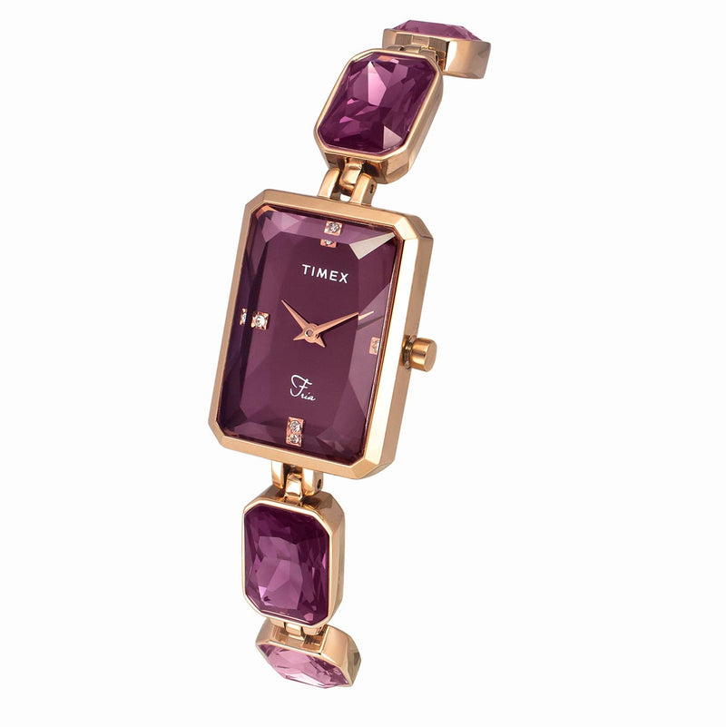 Timex Fria Rectangle 21mm Burgundy Dial Analog Women Watch - TWEL16903 Watch Timex