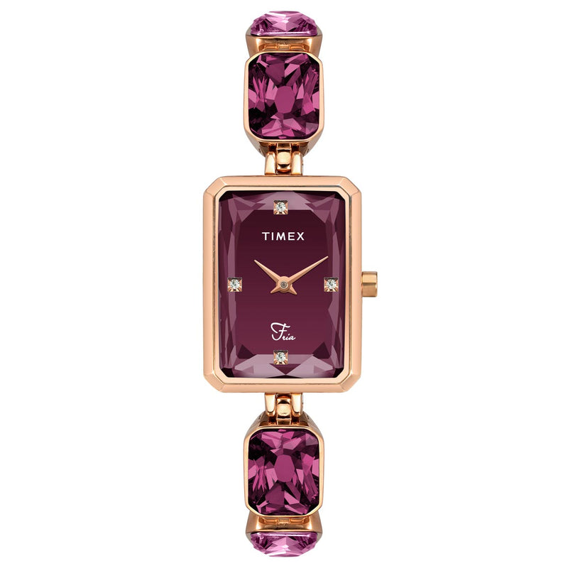 Timex Fria Rectangle 21mm Burgundy Dial Analog Women Watch - TWEL16903 Watch Timex
