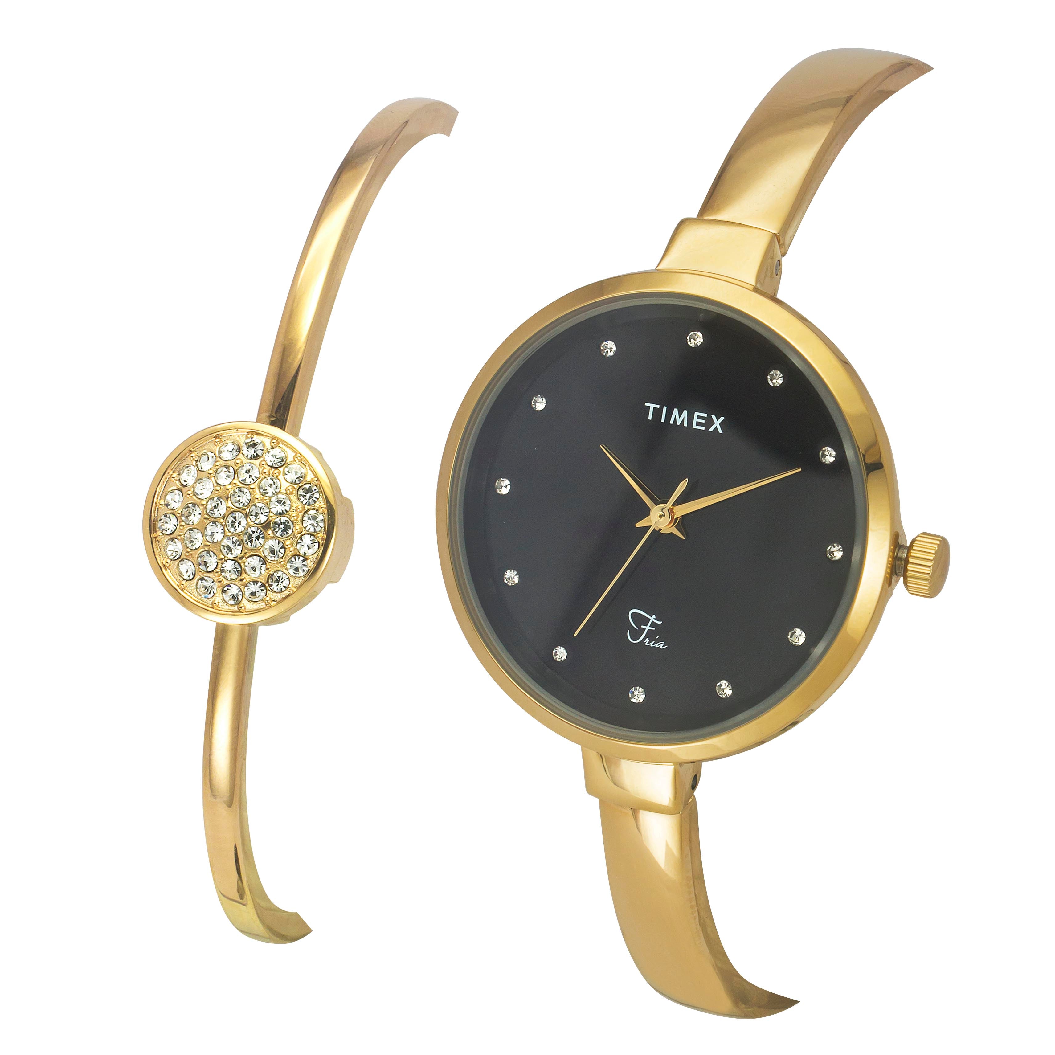 Timex Fria Leather Black Round Dial Quartz Analog Women Watch