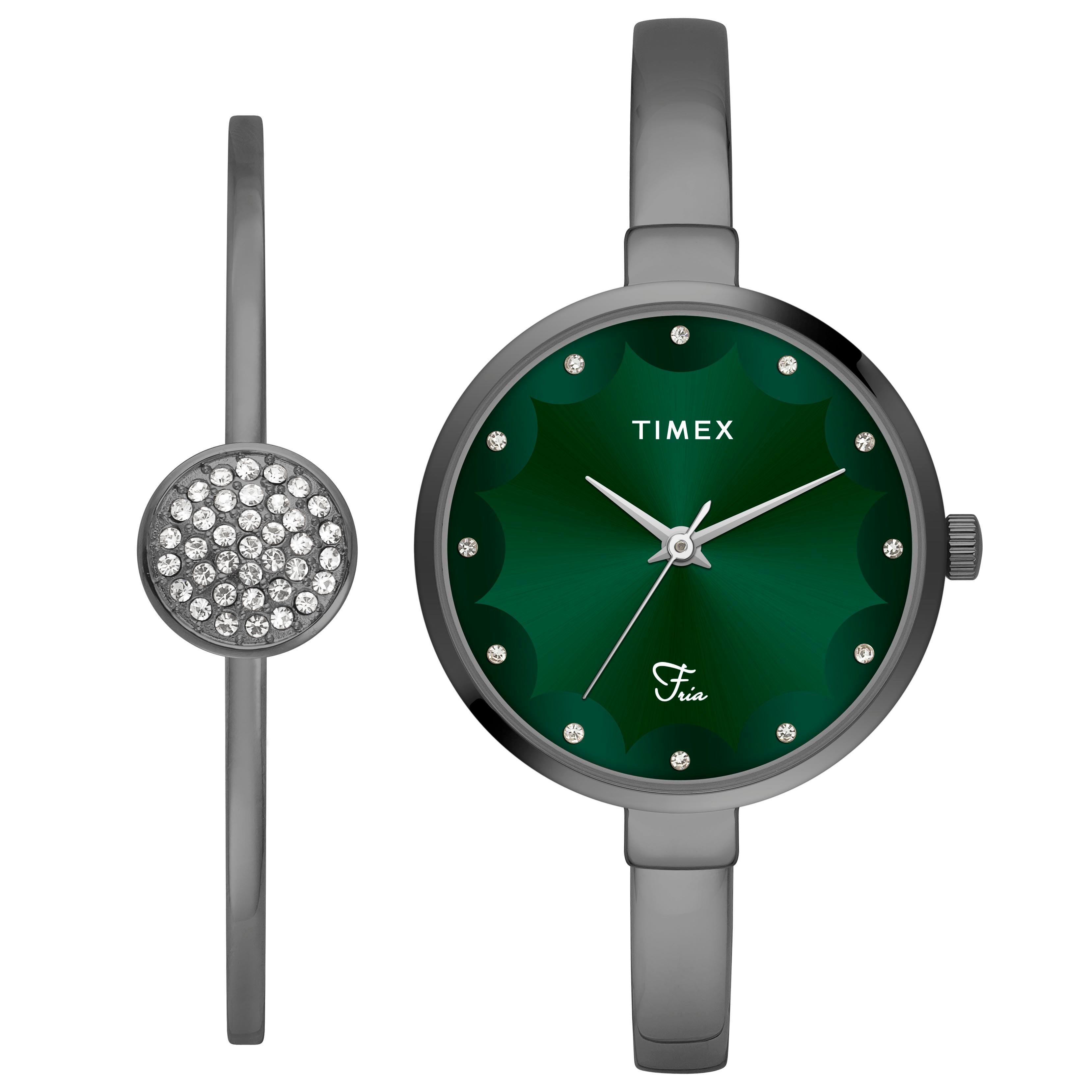 Timex Fria Round 21mm Green Dial Analog Women Watch - TWEL18503 Watch Timex