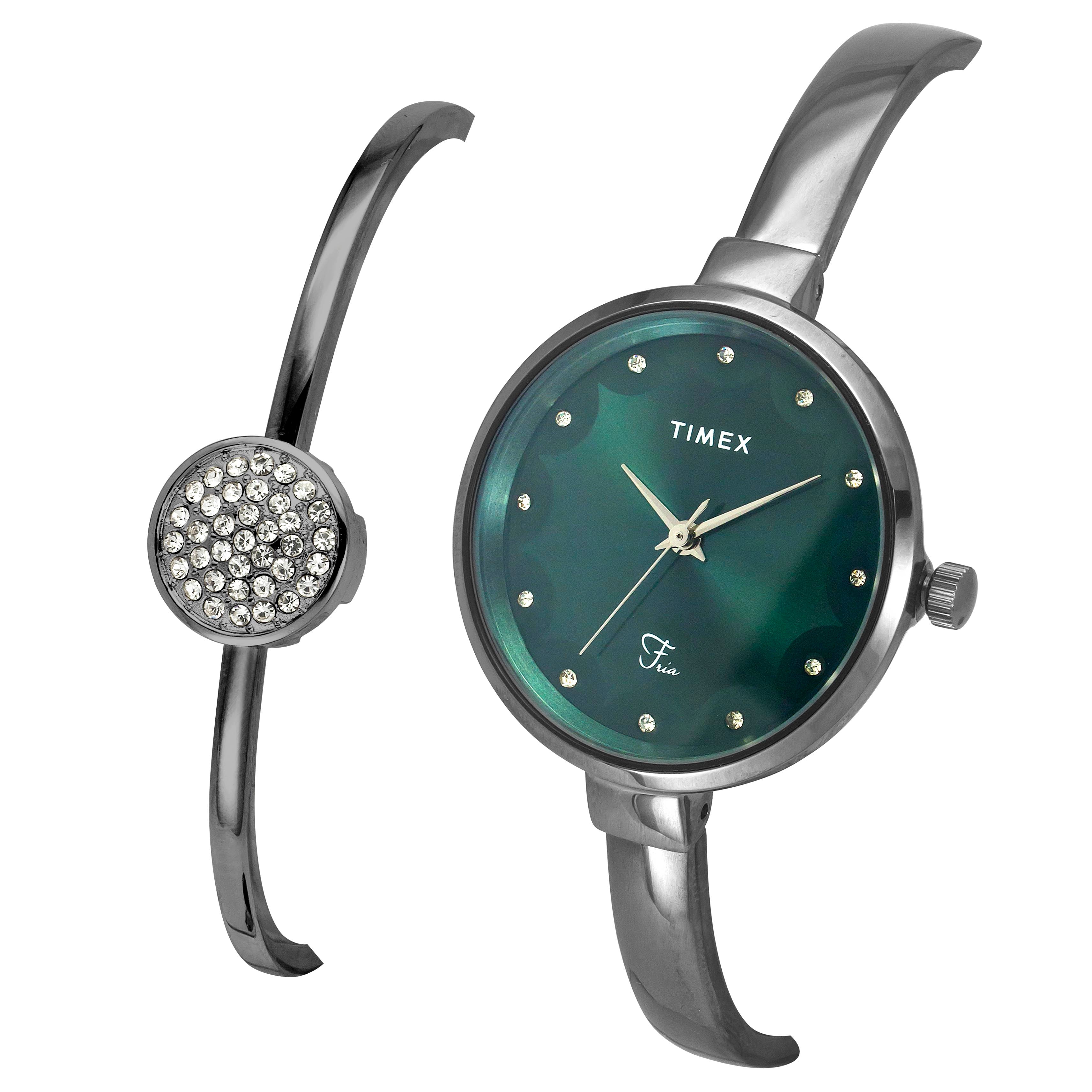 Timex Fria Round 21mm Green Dial Analog Women Watch - TWEL18503
