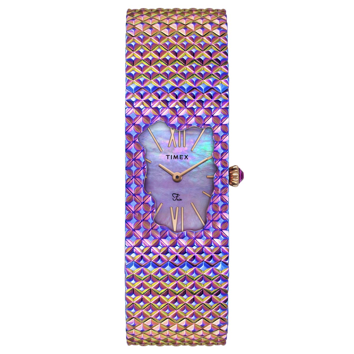 Timex Fria TWEL77704 Mother of Pearl Purple Women 23.6 mm Rectangle Watch
