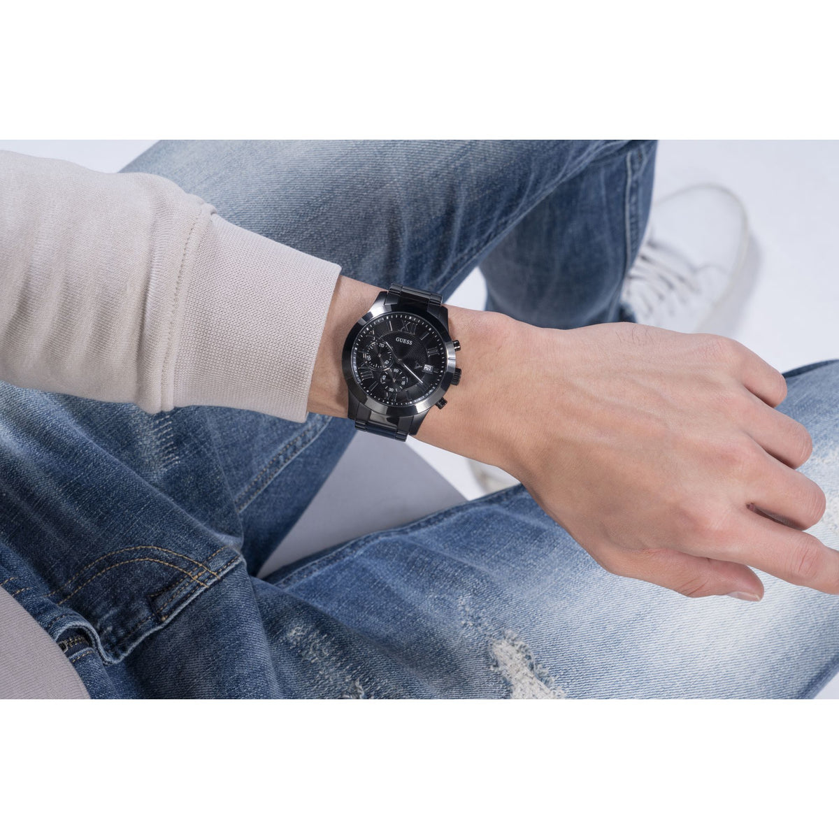 Guess Round 45mm Black Dial Analog Men Watch - U0668G5