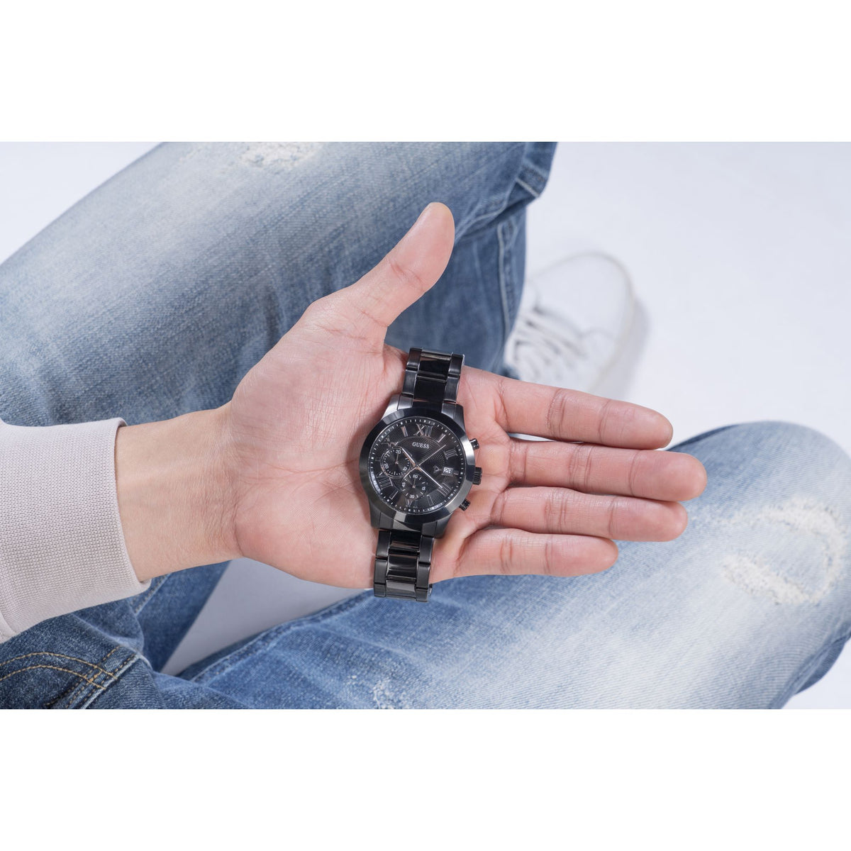 Guess Round 45mm Black Dial Analog Men Watch - U0668G5