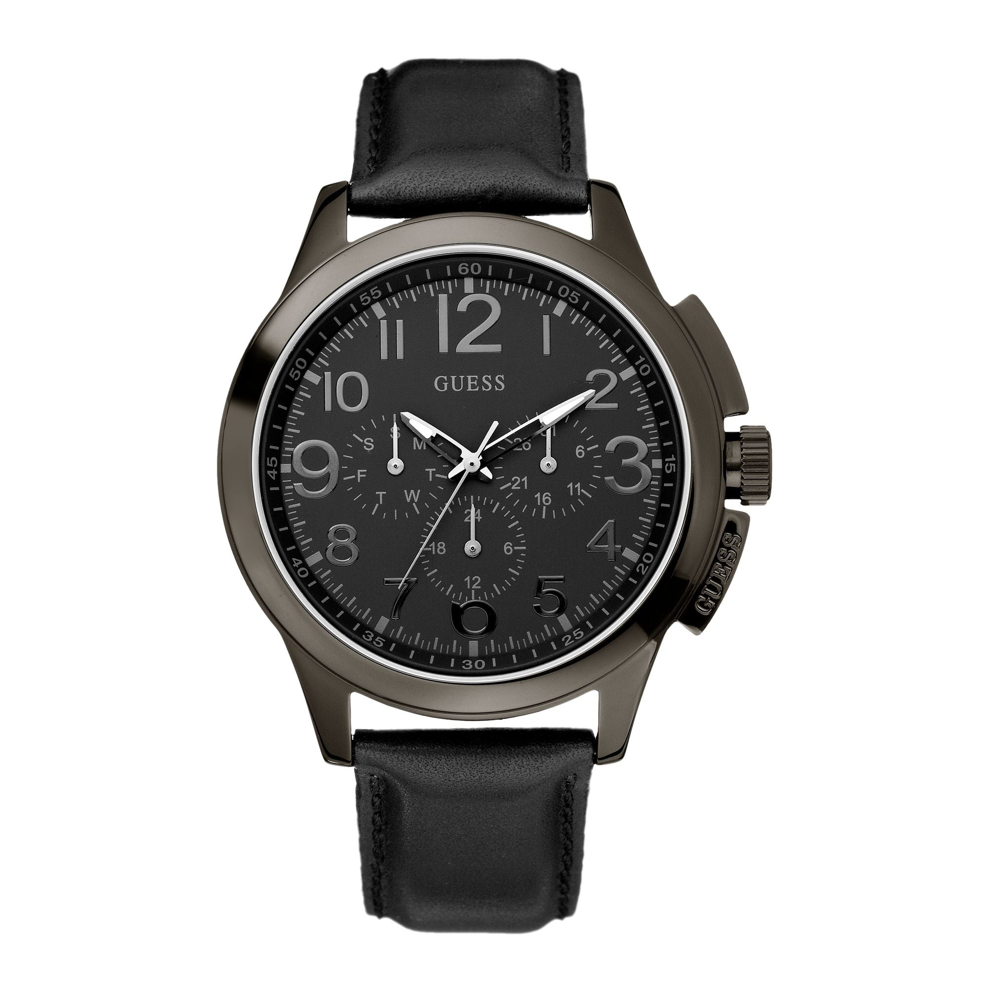 Guess Journey Leather Black Round Dial Quartz Analog Men Watch