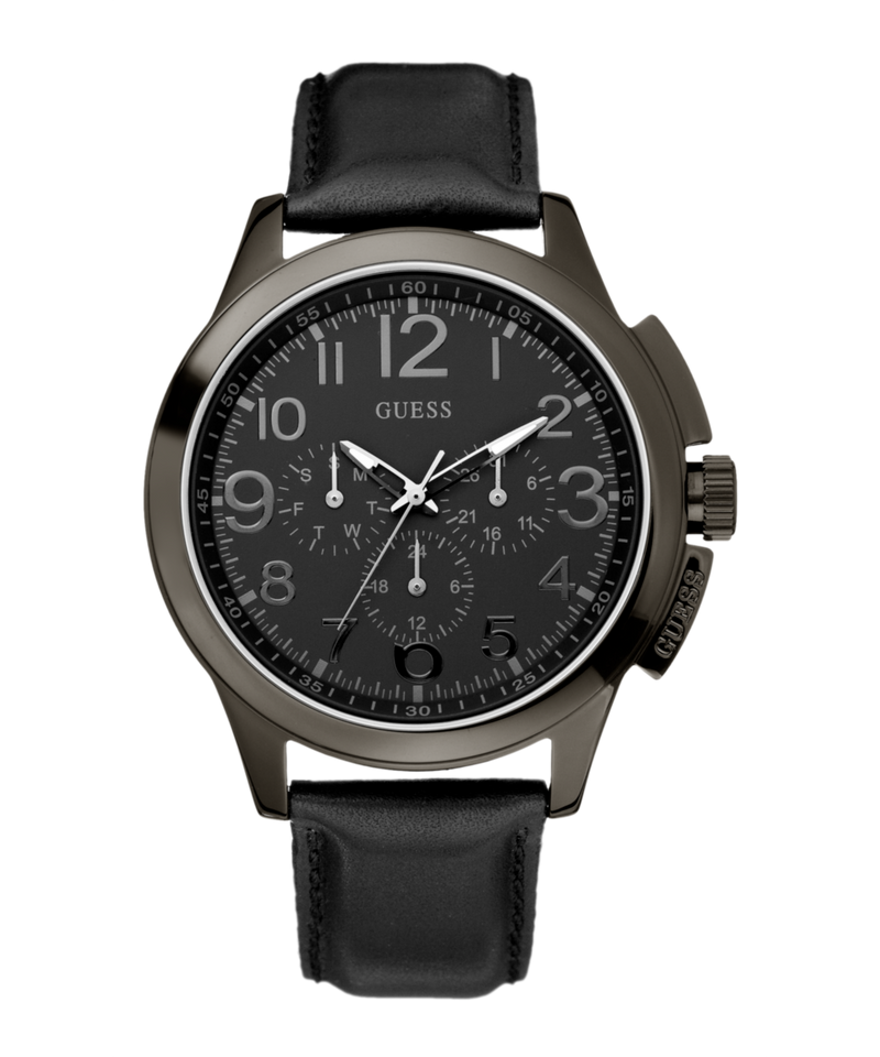 Guess Journey Leather Black Round Dial Quartz Analog Men Watch Watch Guess