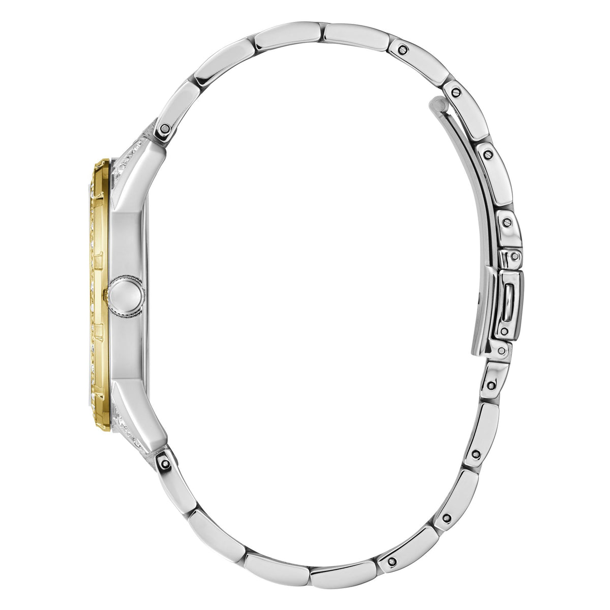 Guess Round 40mm Champagne Dial Analog Women Watch - U1337L4M
