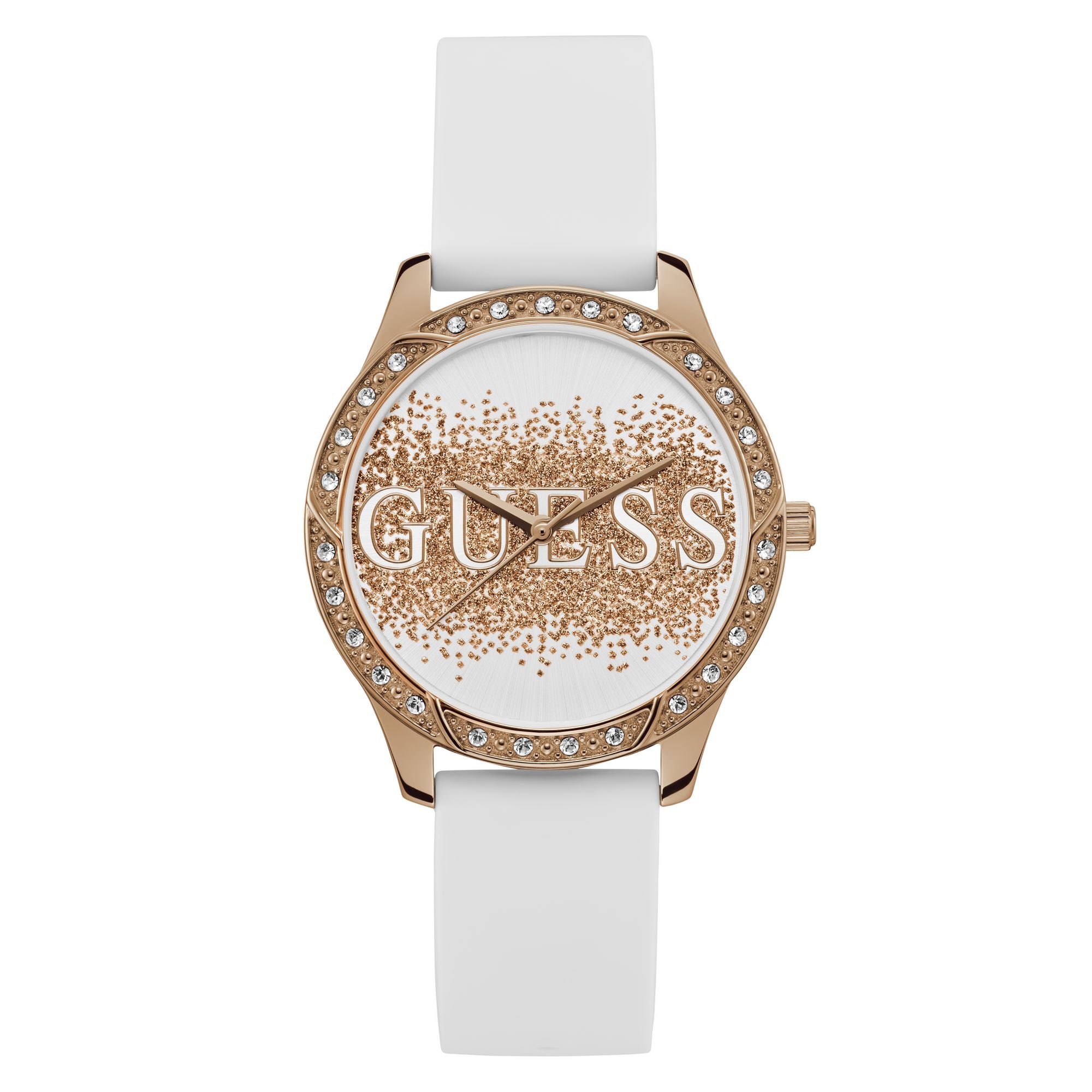 Guess G Spark White Round Dial Quartz Analog Women Watch