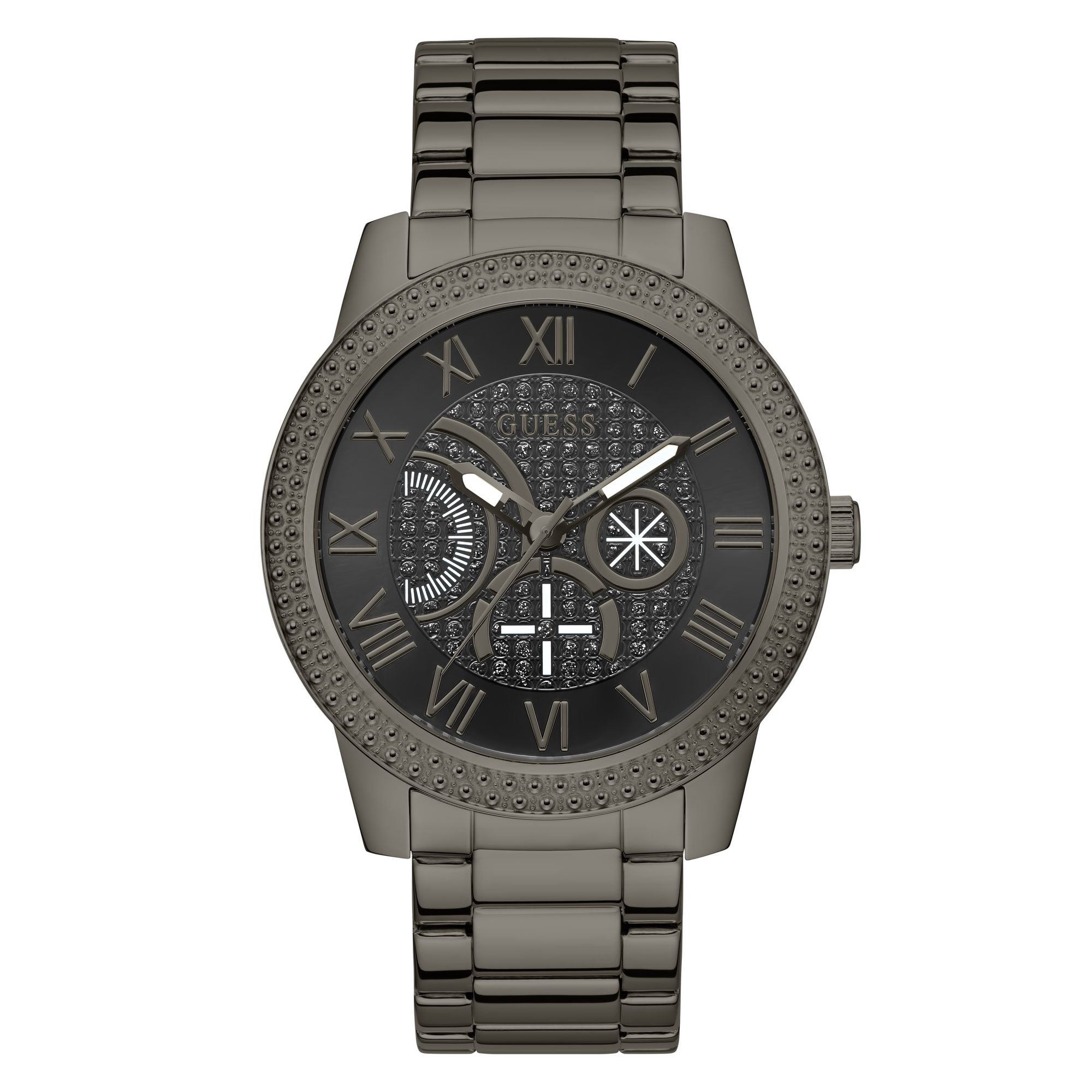 Guess Destination Gunmetal Round Dial Quartz Analog Men Watch Watch Guess