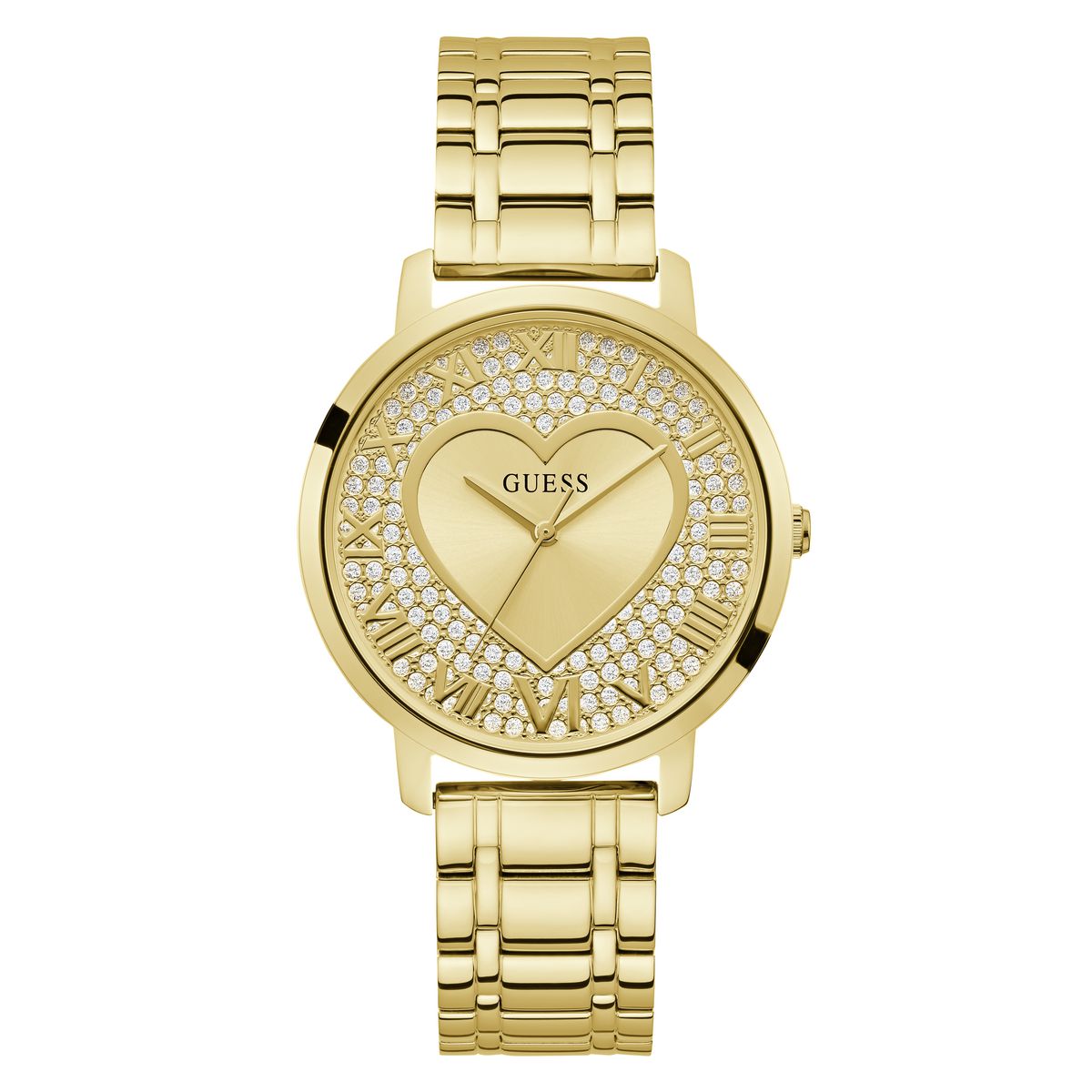 Guess Lover Champagne Round Dial Quartz Analog Women Watch Watch Guess
